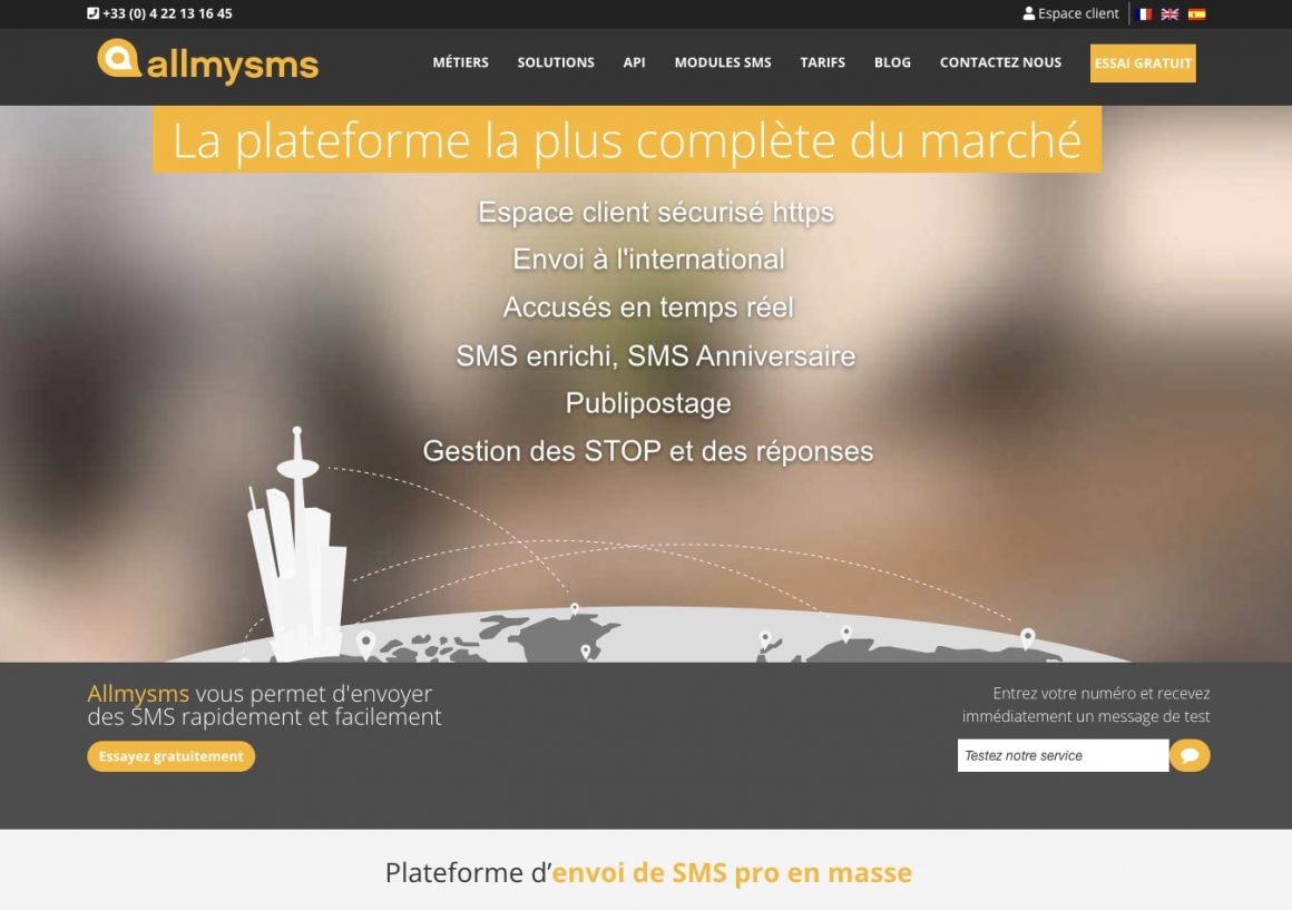 Plateforme SMS complète et sécurisée, services variés.