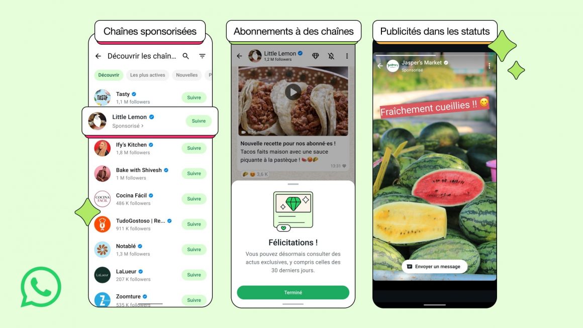 whatsapp afficher publicite