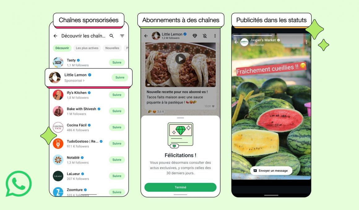 whatsapp afficher publicite