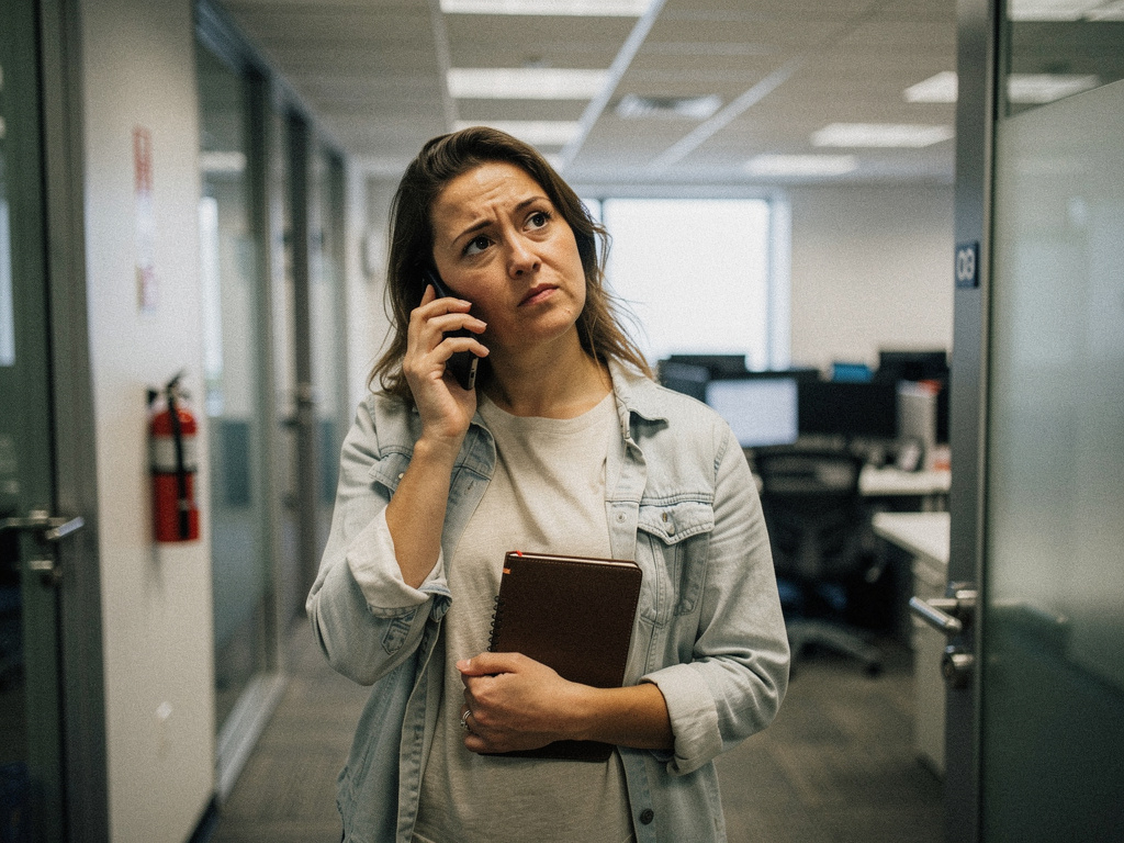 Femme au téléphone dans un bureau