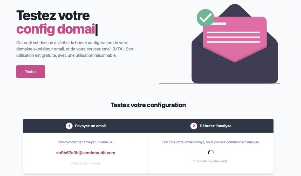 Interface de test de configuration email