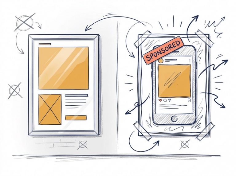 Affiche encadrée et publication sponsorisée sur smartphone