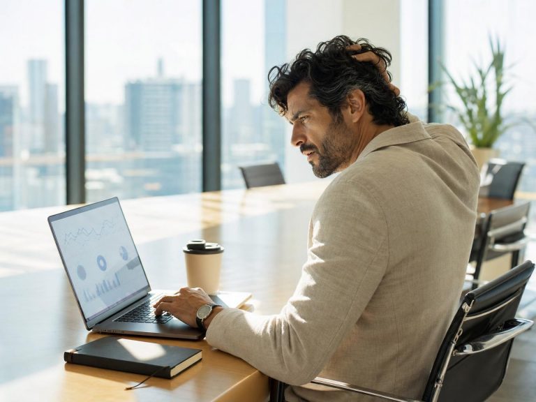 Growth marketer analysant les métriques LinkedIn sur son ordinateur portable