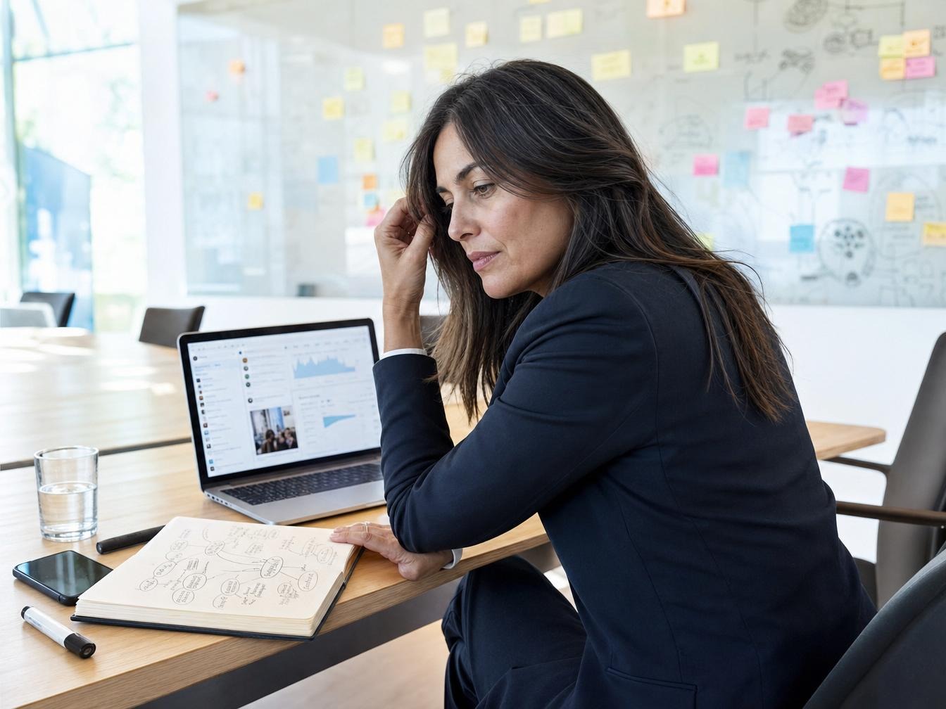 Femme travaillant sur ordinateur portable en bureau