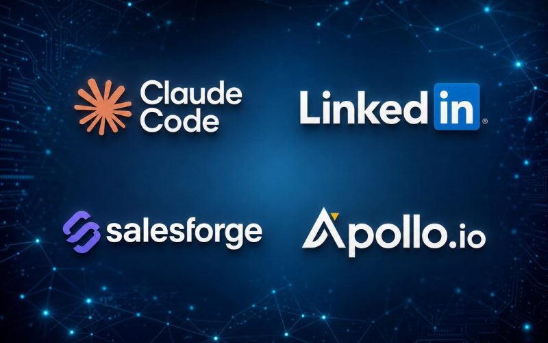 Logos Claude Code, LinkedIn, Salesforge et Apollo.io