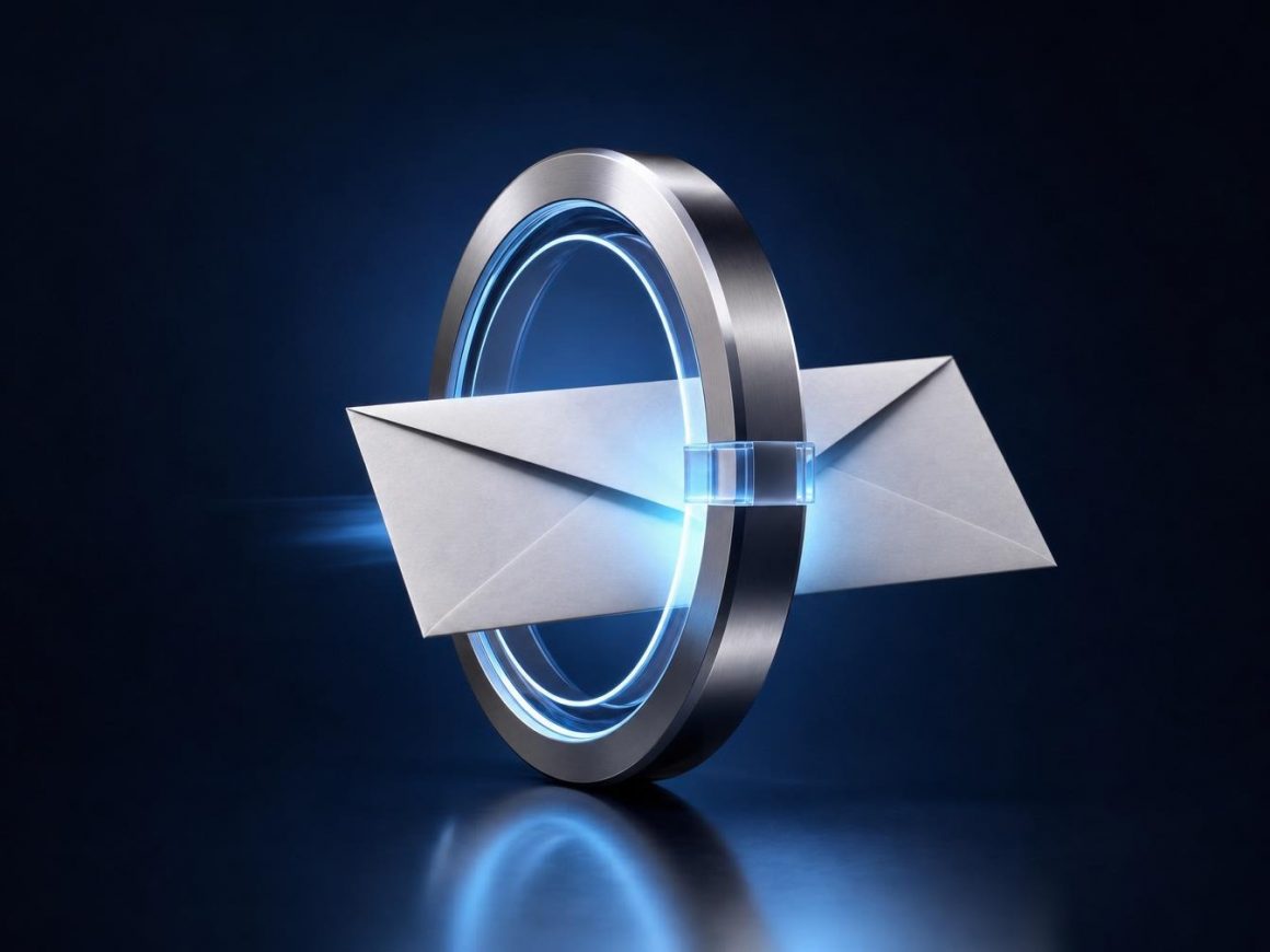 Enveloppe traversant anneau lumineux de sécurité numérique