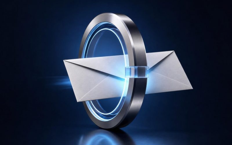 Enveloppe traversant anneau lumineux de sécurité numérique