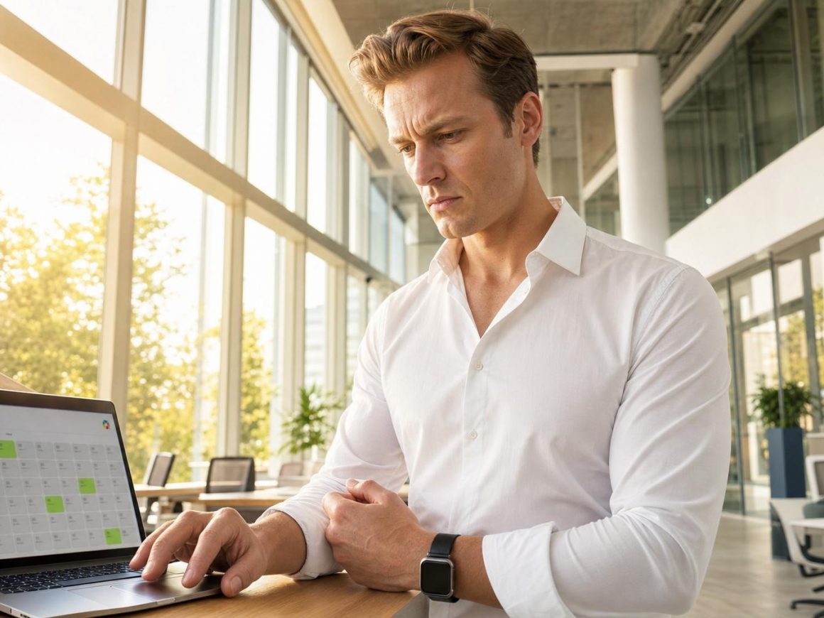 Homme travaillant sur ordinateur portable en bureau lumineux
