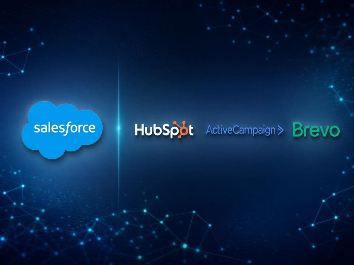 Logos Salesforce, HubSpot, ActiveCampaign et Brevo