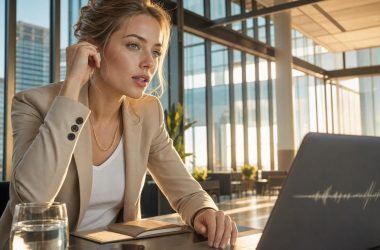 Femme travaillant sur ordinateur portable au bureau moderne